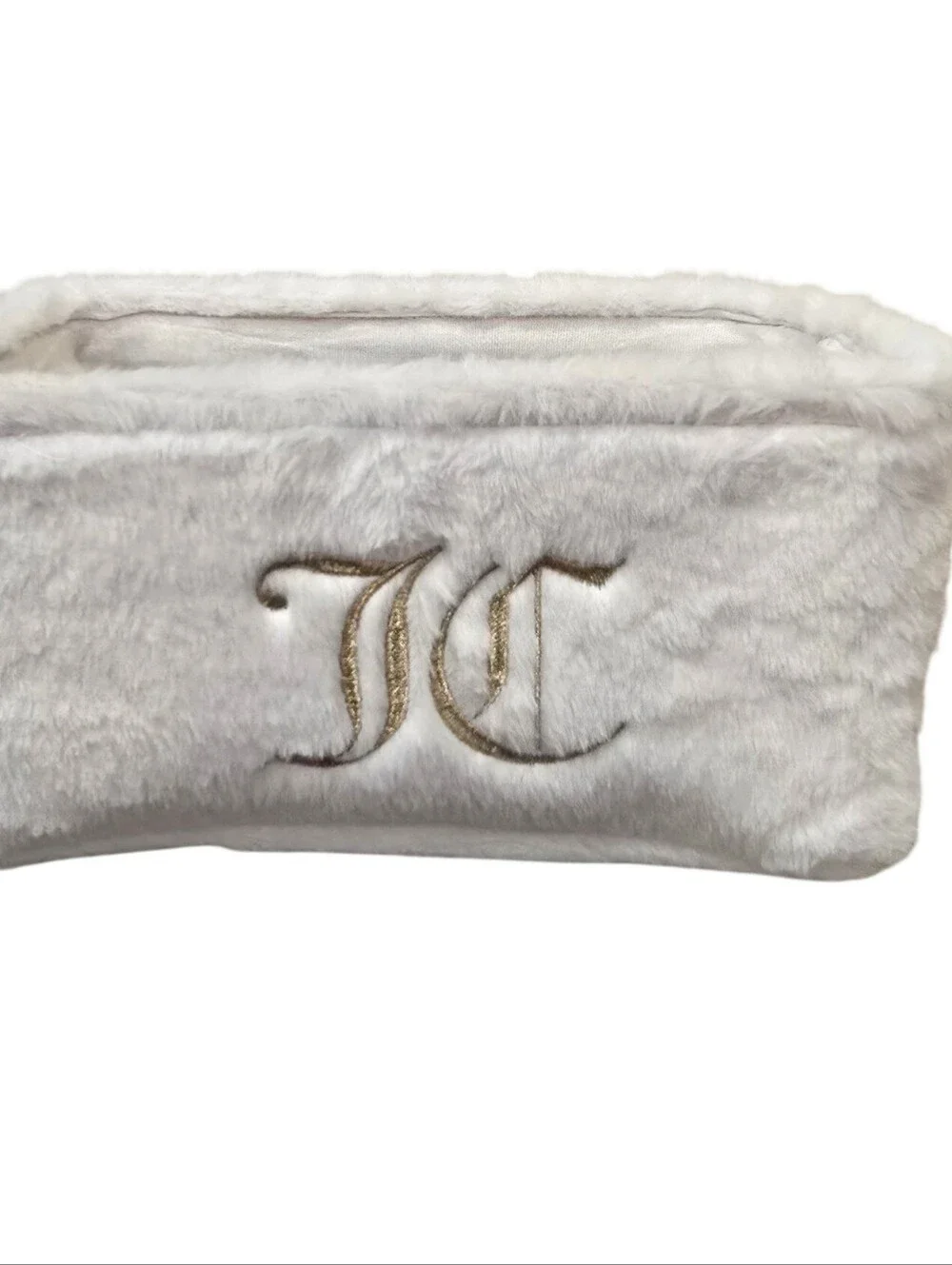 Juicy Couture Home JC Gold Embrodried Logo Faux Fur Decorative Storage Basket